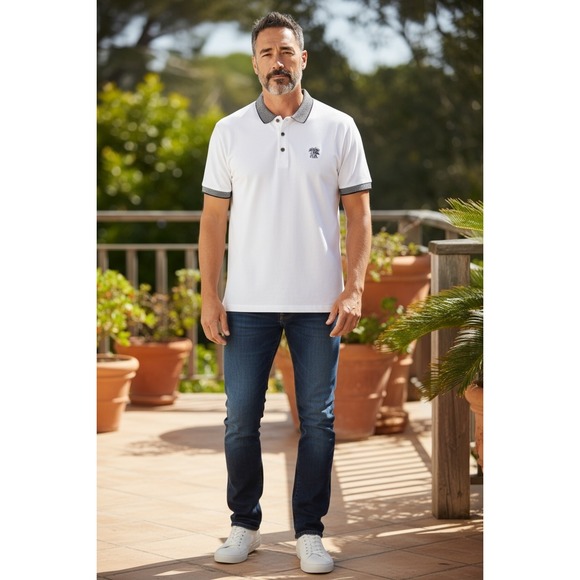 Antigua White & Checkered Accents "UK" Embroidered Polo Shirt Men's Large - Picture 14 of 14